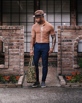 Southern Gents Knit Polo - Tipped Brown