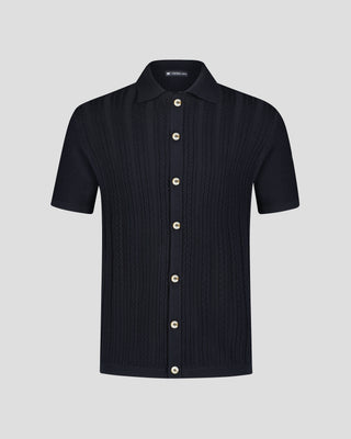 Southern Gents Cable Knit Polo -  Black
