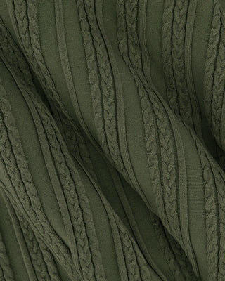 Southern Gents Cable Knit Polo - Olive Green