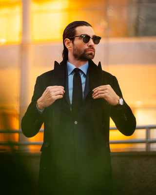 Southern Gents Double Breasted Men's Coat - Black