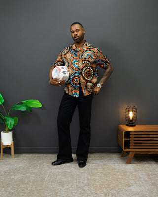 Southern Gents Camp Collar Shirt - Brown Tribal