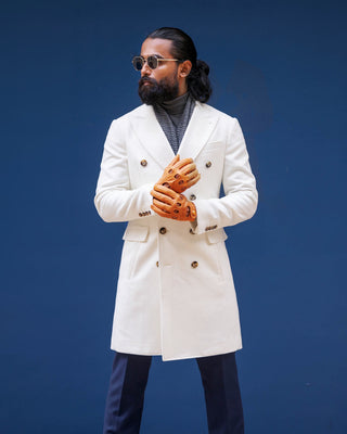 Southern Gents Double Breasted OverCoat - Ivory