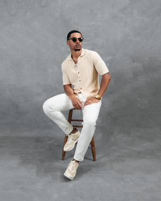 Southern Gents Knit Polo - Cable Knit Tan