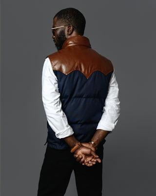 Southern Gents Western Rodeo Two Tone Vest - Brown + Navy 