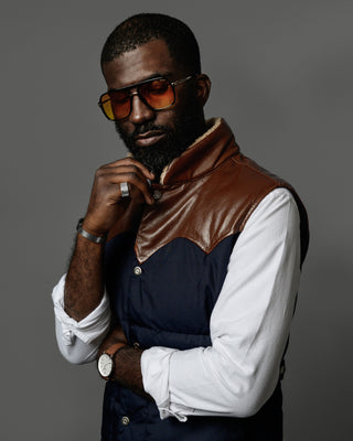 Southern Gents Western Rodeo Two Tone Vest - Brown + Navy 