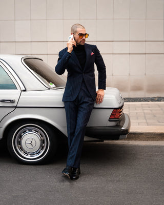 Southern Gents Single Breasted Blazer – Navy Pinstripe