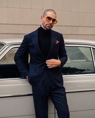 Southern Gents Single Breasted Blazer – Navy Pinstripe