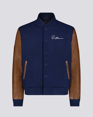 Southern Gents Signature Vintage Varsity Jacket - Navy + Brown 