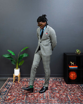 Southern Gents Single Breasted - Grey + Green Plaid