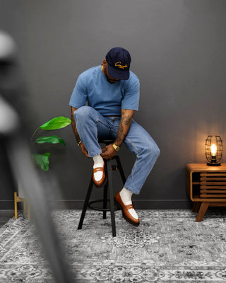 Southern Gents Relaxed fit t-shirt Blue Smithson Lug Penny Loafer Brown + White