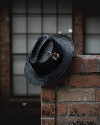 Southern Gents Miller Ranch Straw Fedora - Ebony Black