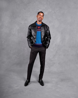 Southern Gents Leather Trucker Jacket - Black