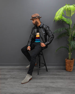Southern Gents Leather Trucker Jacket - Black