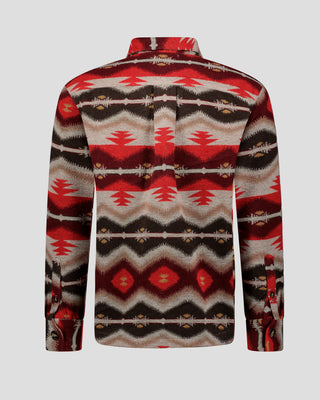 Southern Gents Aztec Overshirt - Burgundy + Brown