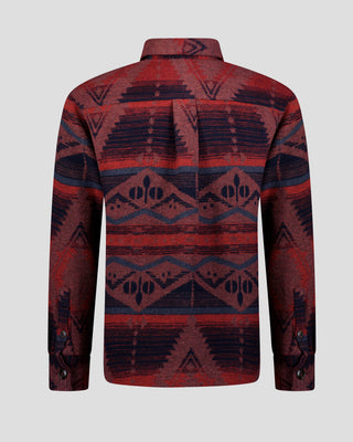Southern Gents Aztec Overshirt - Navy + Beet