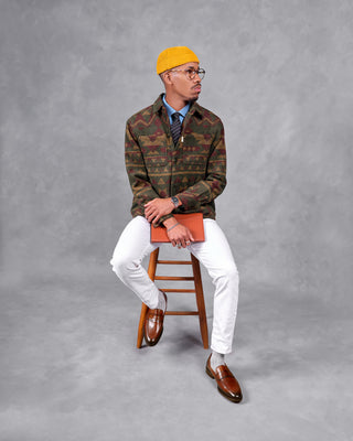 Southern Gents Aztec Overshirt - Military + Mustard
